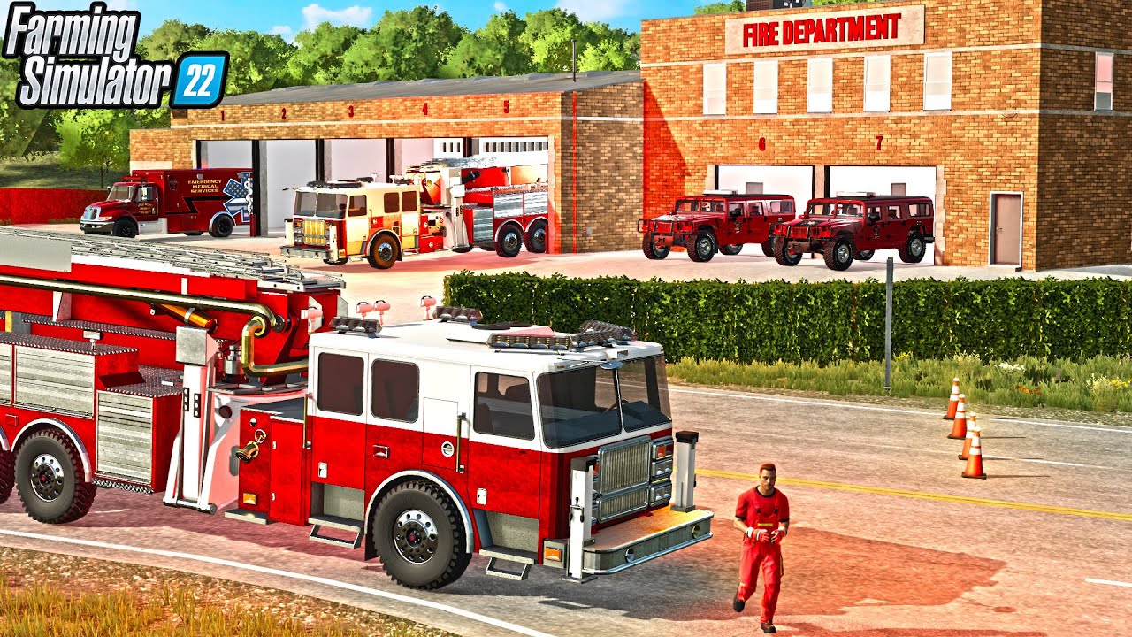 NEW FIRE STATION TOUR (AMBULANCE + FIRE TRUCK) FARMING SIMULATOR 22