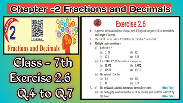 Class 7th | Math | Chapter 2 | Fraction and Decimals | Exercise 2.6 | Q.4 to Q.7 | New Book | PSEB|