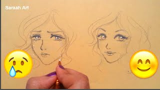 كيف ترسم ملامح حزينه و سعيدة Hd Drawing Sad Vs Happy Youtube