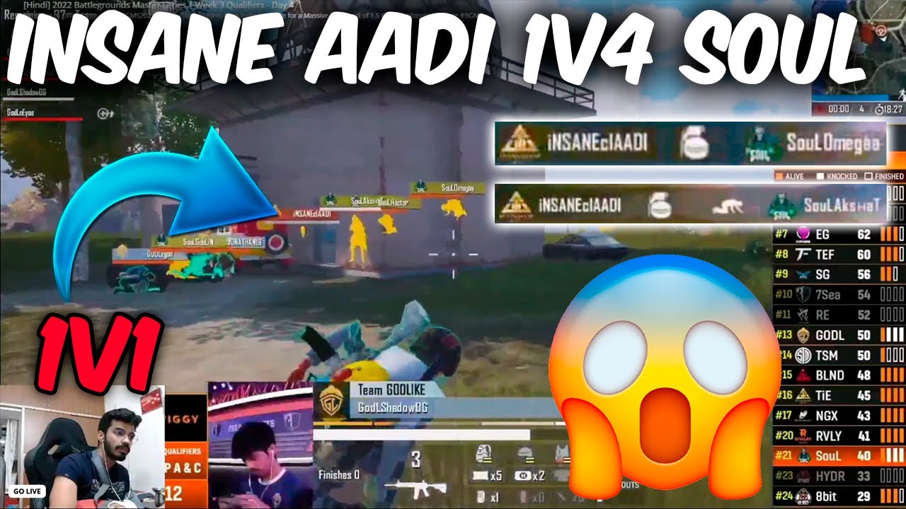 Insane Aadi 1v4 Soul😱 | Godl vs Soul | Nodwin lan Event | BGMI Master ...