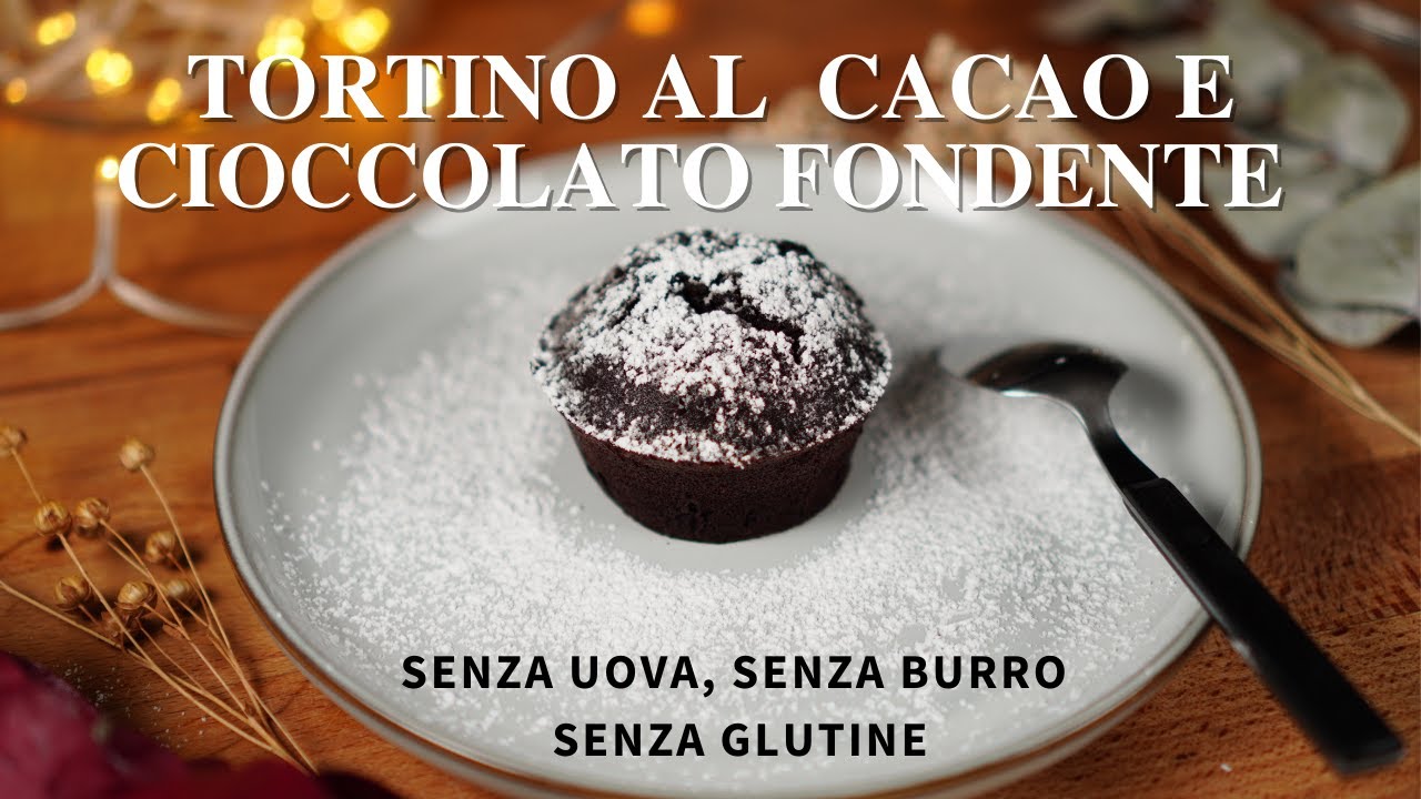 TORTINO AL CACAO CON CUORE AL CIOCCOLATO FONDENTE | SENZA UOVA, BURRO E SENZA GLUTINE