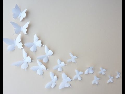Como hacer mariposas para decorar (manualidades) youtube Murales mariposas para cuartos