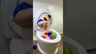 Highest Cannonball Jump Into The Worlds Largest Toilet With Balloons Big Splash #Shorts