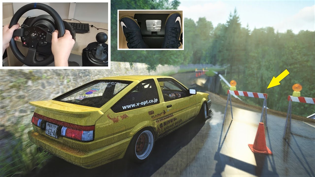 Drifting 140hp Ae86 On Dangerous Touge Road W Steering Wheel Assetto