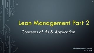 Lean Management Part Two Concepts Of 5S Application