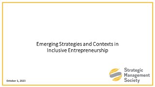 Emerging Strategies and Contexts
