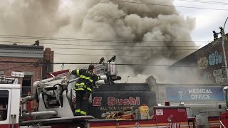 FDNY BOX 3005 - FDNY BATTLING MAJOR 5TH ALARM COMMERCIAL FIRE ON FLATBUSH AVE., MARINE PARK BROOKLYN