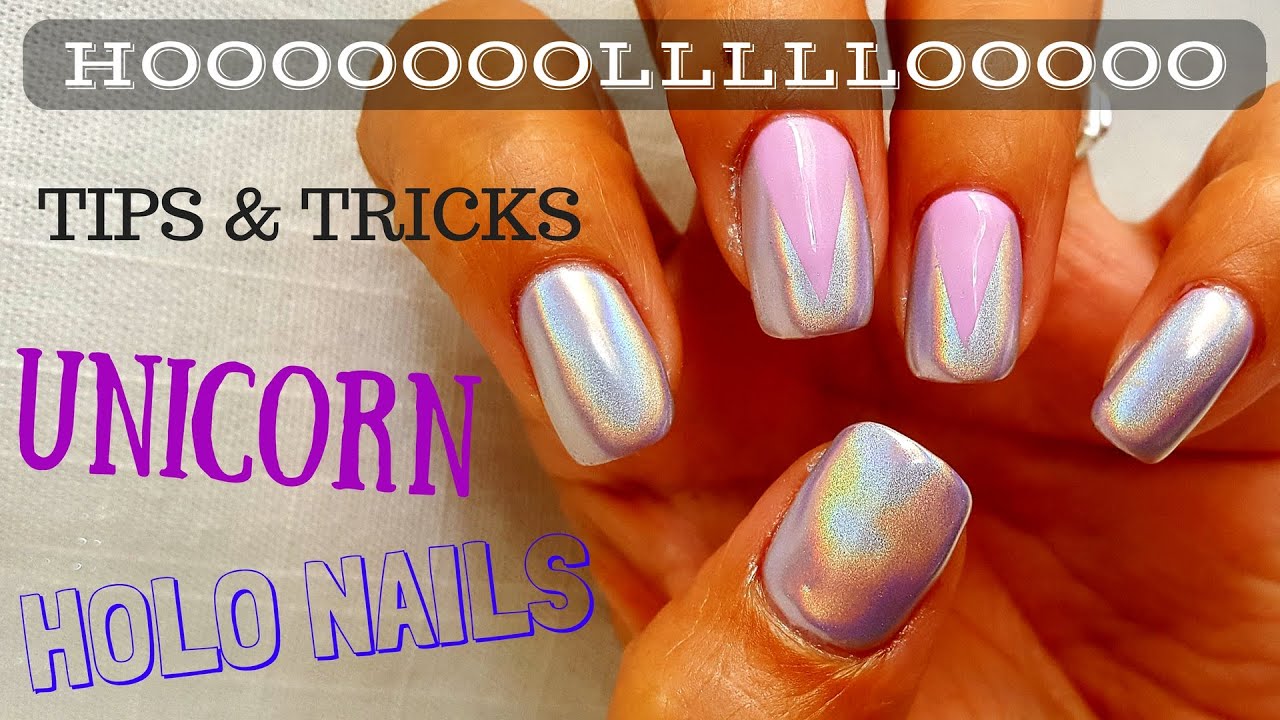 Holographic Press on Nails Pink Purple Metallic with glue unicorn short  chrome | eBay