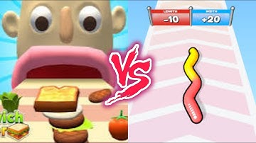 Sandwich Runner VS Gummy Worm Go- All Levels SpeedRun Gameplay Android iOS Ep1