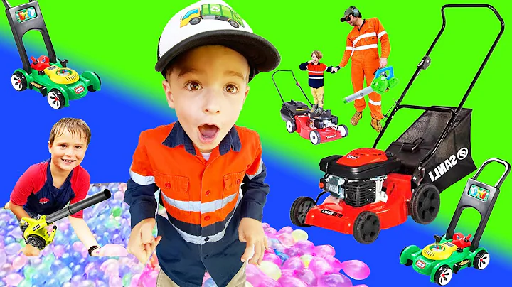 Lawn Mower Video for Kids | Leaf Blower Cleans Up Yard | BLiPPi toys| min min playtime