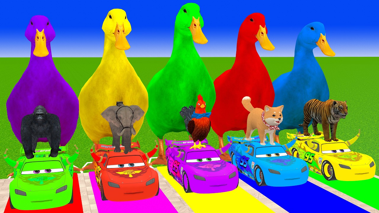 Long Slide Game With Cow Elephant Gorilla Hippopotamus Tiger 3d Animal Game Funny 3d Animals