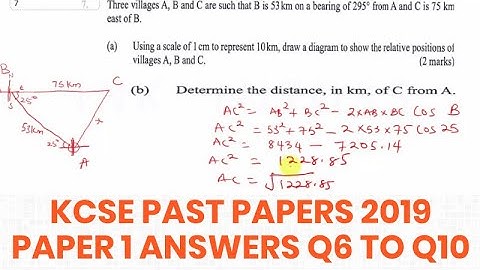 KCSE 2020(kcse mathematics paper 1 2019)kcse past papers with answers .KCSE maths paper 1 Q6 - Q10.