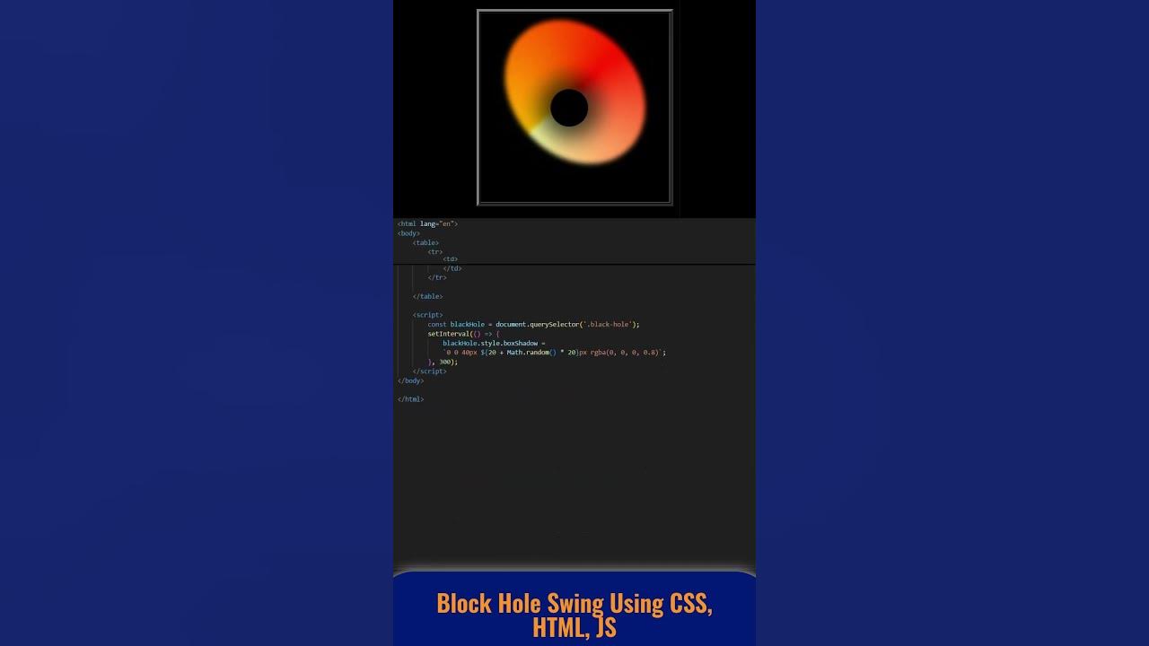 Black Hole Swing Effect using HTML, CSS & JavaScript | Space Animation ...