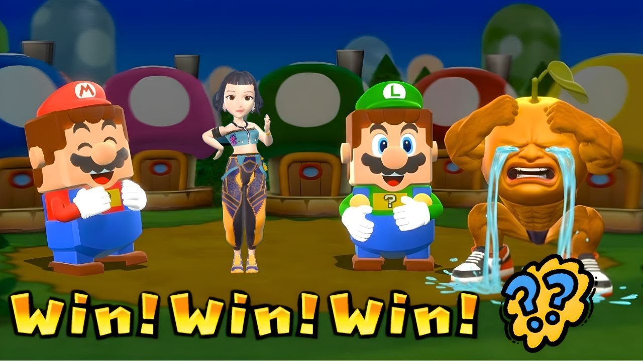 Mario Party 9 – Lego Mario vs Lego Luigi vs Zoey vs Udin Din Din Dun! Garden Battle Chaos!