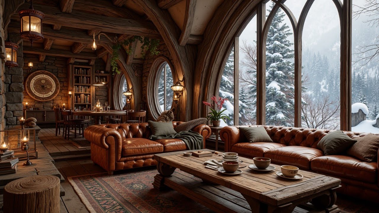 Cozy Winter Jazz Instrumental for Deep Focus & Snowy Cabin Ambience ...