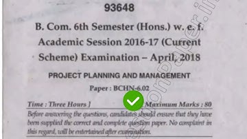 2018 Mdu BCom Hons 6th Sem Project Planning & Management Question Pape