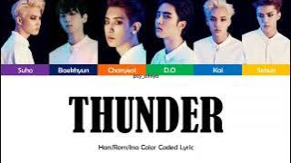 Exo-K (엑소케이) - Thunder Han/Rom/Ina Color Coded Lyrics || Sub Indo || Lirik Terjemahan