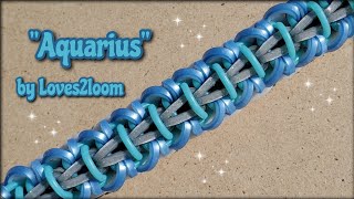 &quot;Aquarius&quot; Rainbow Loom Bracelet Tutorial (3 bars wide)