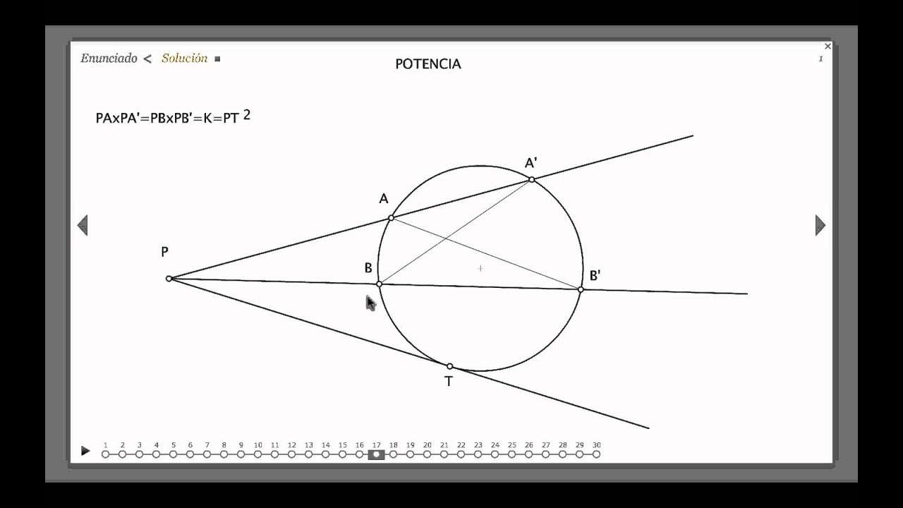 20.Potencia de un punto: definición y trazado para un punto exterior.