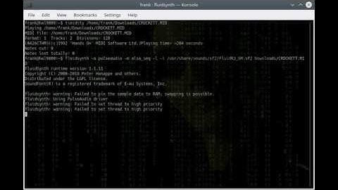 Linux MIDI player test: timidity vs. fluidsynth