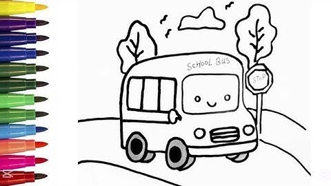 Draw a school bus , Easy step by step drawing for kids,
