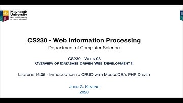 CS230 L16.05 Introduction to CRUD with MongoDB