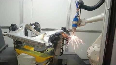 Automated welding by our two-axis L type positioner synchronizing with ABB robot.