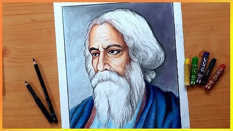 Rabindranath Tagore Oil Pastels colour Drawing Tutorial || Step by Step Drawing for Beginners