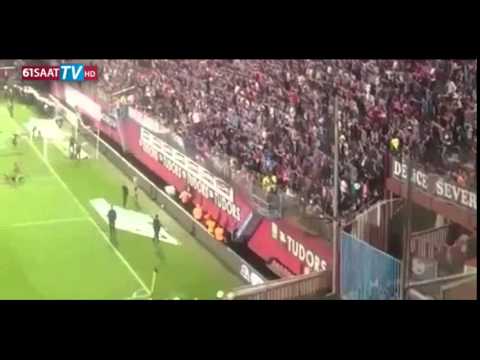 Trabzonsporlu taraftar 5 metreden sahaya atladı
