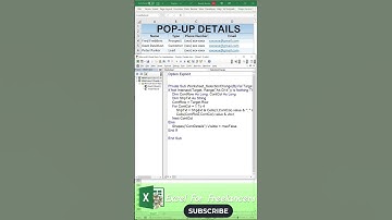 How To Create A Pop-up Record Detail In Excel #SHORTS