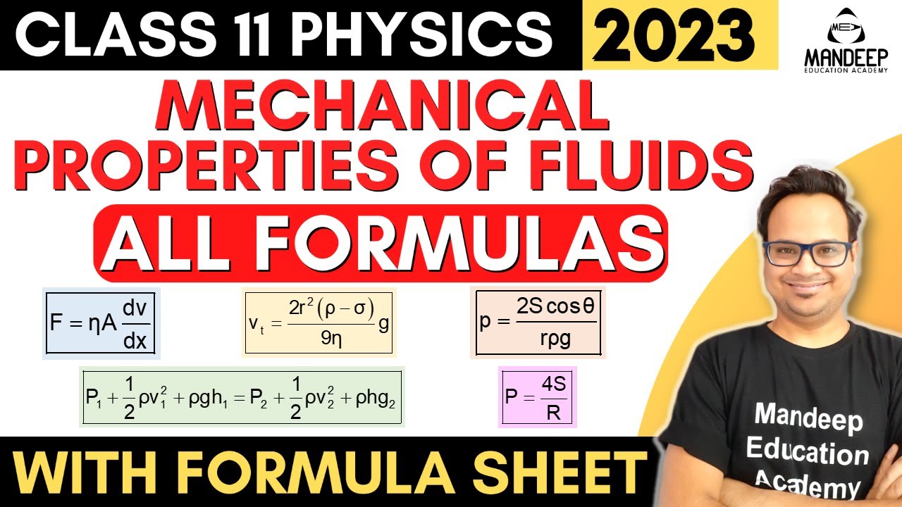 Mechanical Properties Of Fluids All Formulas Class 11 Physics Chapter 