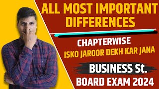 All Differences in B.st. Chapterwise | Must Revise this | Class 12 Business studies Board exam 2024