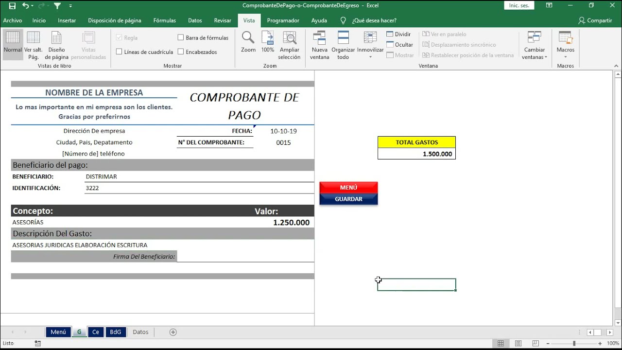 Descarga Comprobante De Pagos En Excel Genera PDF - Base de  Datos-Proveedores - YouTube