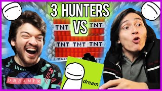 Minecraft, but we react to Dream fighting 3 hunters in a grand finale...