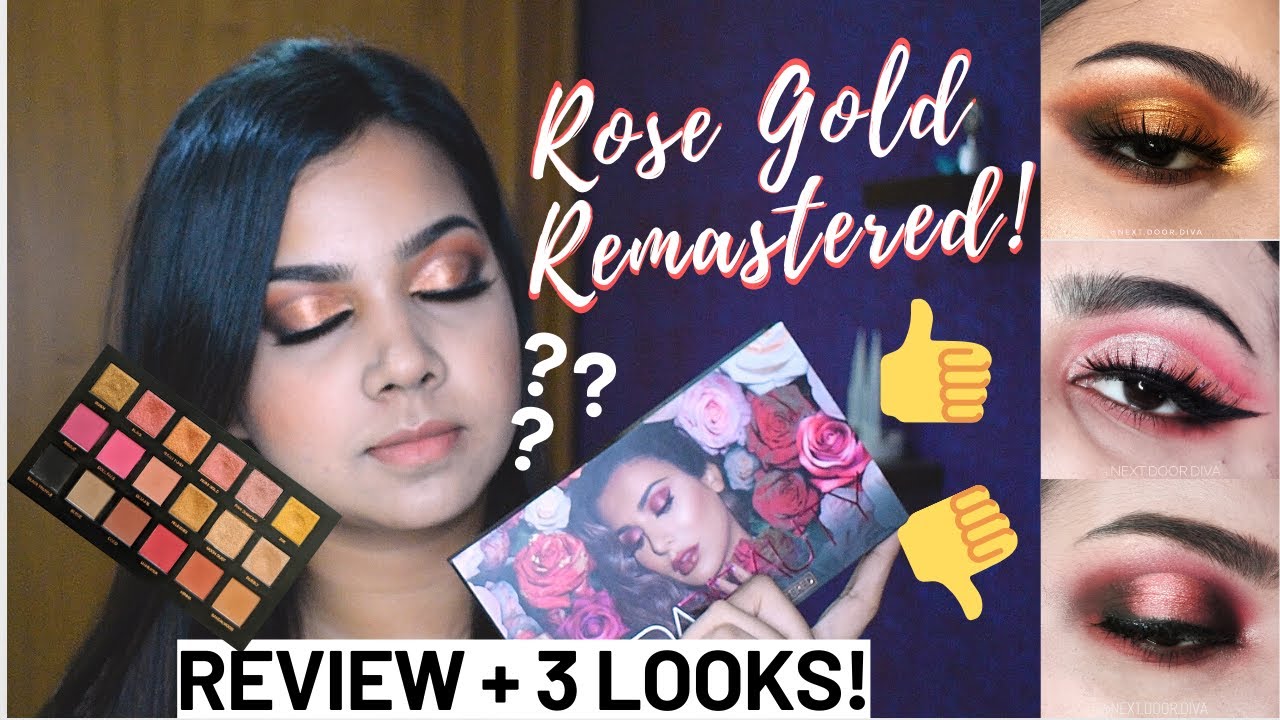 Rose gold REMASTERED palette REVIEW + 3 LOOKS Huda