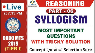 DRDO MTS - Crash Course - Reasoning Class -9 (Syllogism Part -6) By Ravi Sir