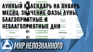 Лунный календарь на январь месяц: значение фазы Луны, благоприятные и неблагоприятные дни