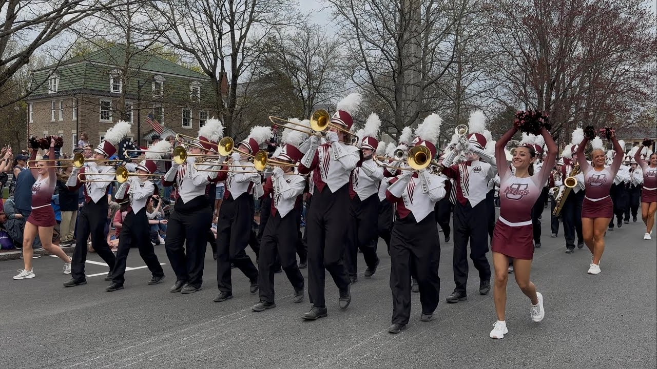 UMass Amherst Minuteman Marching Band performing in Concord MA