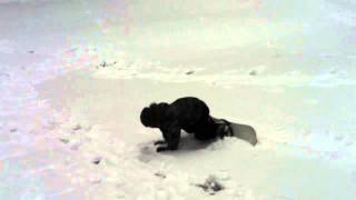 Bodes First Time On A Snowboard