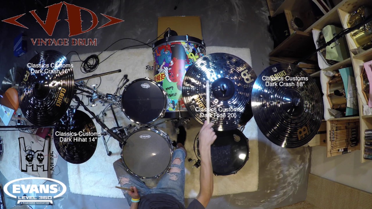 Meinl Classics Customs Dark (+18 추가팩) Evans Black Chrome Resonant Glass Hybrid (Marching) 300