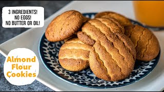 3 Ingredient Almond Flour Cookies - No Egg - No Butter - No Grain - No Refined Sugar