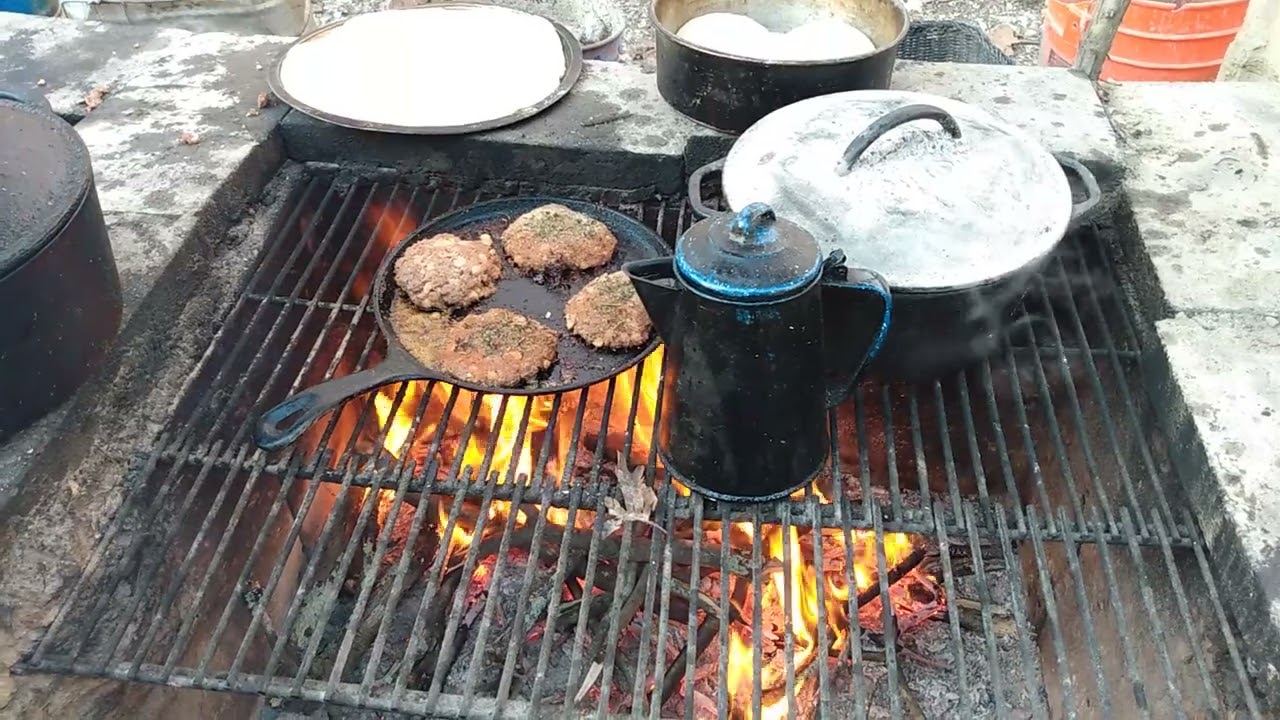 Sister T and E : Cooking on our outdoor stove