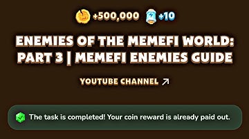 Enemies Of The Memefi World: Part 3 Memefi Enemies Guide | Memefi Youtube Video Code 1 September
