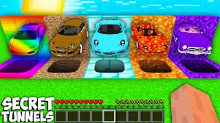 What's INSIDE the SECRET TUNNELS in Minecraft ? Which CAR IS BETTER ? NEW SECRET RAINBOW SUPERCAR !