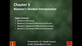 Lec 2 Newton's Divided difference Interpolation