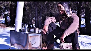 Large Camping Stove For Winter 2023 | First Burn | Kni-Co Alaskan Camp Stove