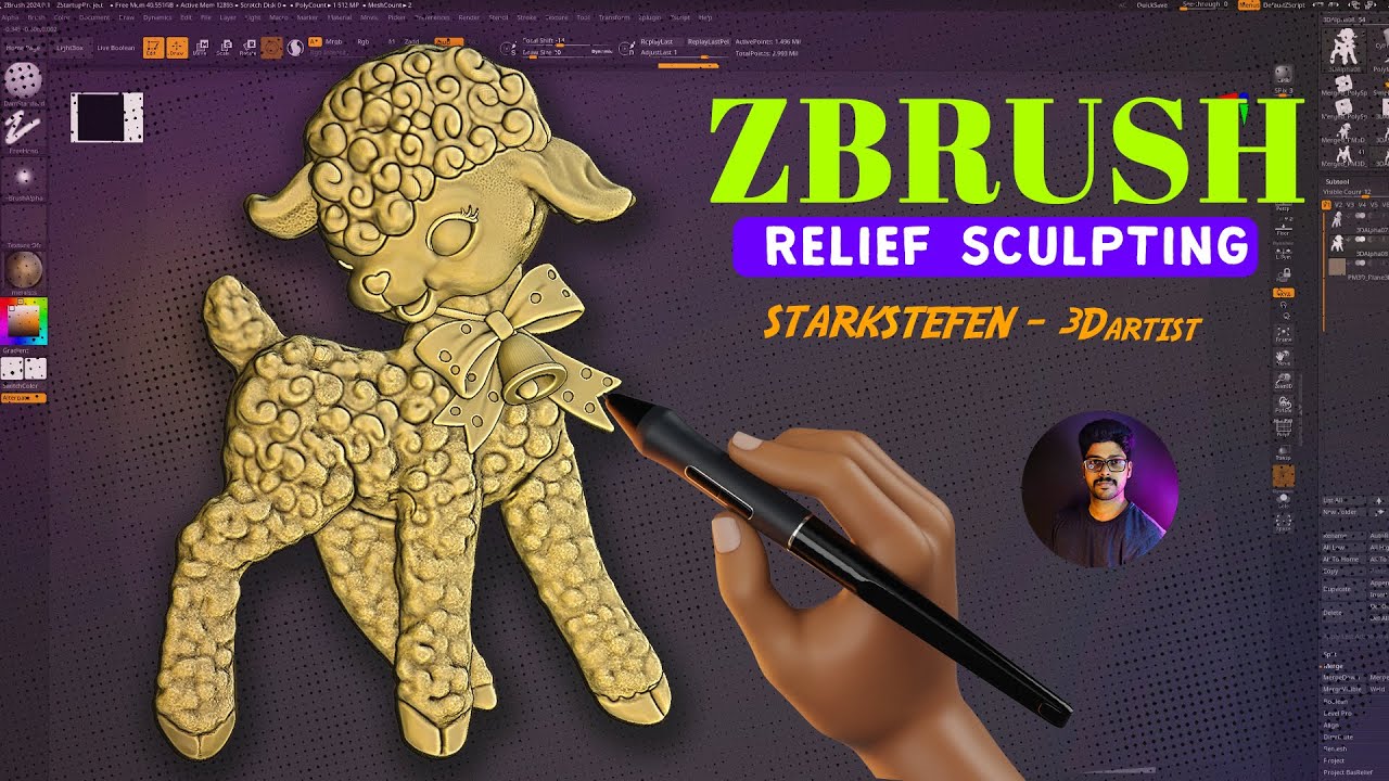 3D Relief Sculpting for JEWELLERY Design in zbrush Live - YouTube