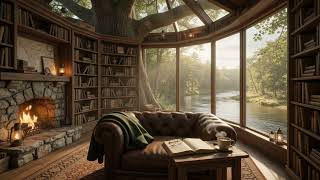 Riverside Library Cabin Ambience | 3 Hours River & Birdsong Sounds for Study & Focus Rivier Library Summer Hours