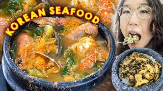 KOREAN SEAFOOD in Hot Stone Bowl ft Abalone  Jeju Island, Day 7