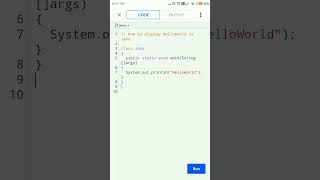 how to display simple hello world in java. #shorts #shortsvideo screenshot 5